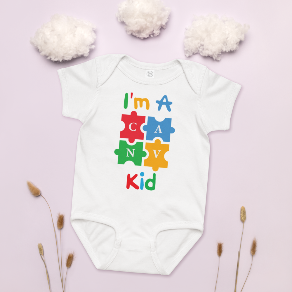 “I Am a CANV Kid” Baby Jersey Bodysuit