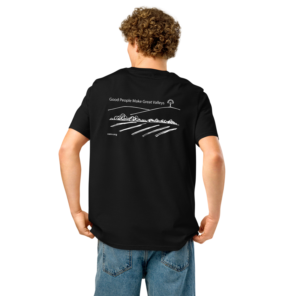 “Good People Make Great Valleys” Unisex organic ribbed neck t-shirt