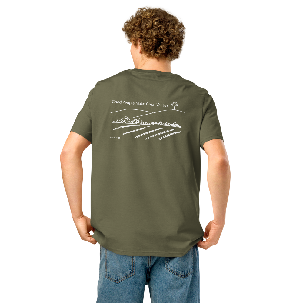 “Good People Make Great Valleys” Unisex organic ribbed neck t-shirt